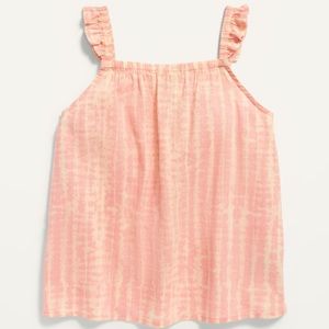 Square Neck Ruffle Trim Peach Tank Top
